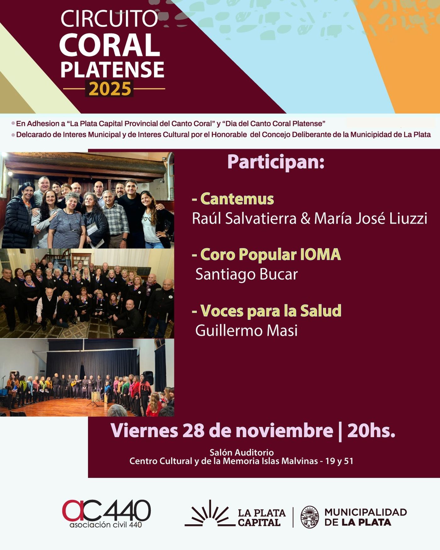 El Circuito Coral Platense cierra el año en el Plaza Islas Malvinas.