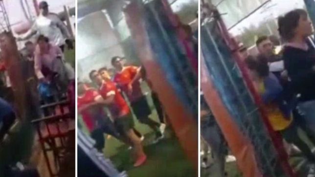 video: un torneo de futbol 5 termino con una batalla campal y un chico desfigurado