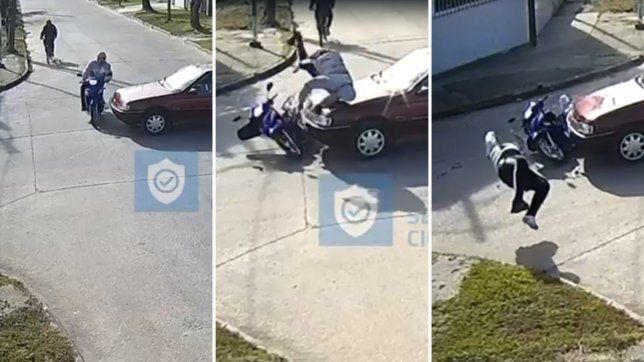 un brutal choque termino con un joven volando por el aire