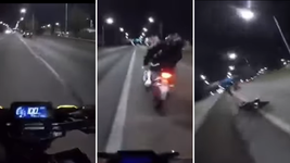encerraron a un motociclista en plena autopista a mas de 100 km/h, intentaron robarle y quedaron filmados