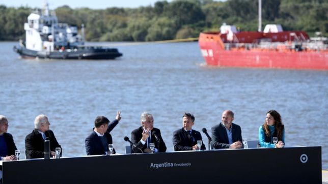 alberto fernandez y axel kicillof lanzaron la licitacion del dragado del canal magdalena