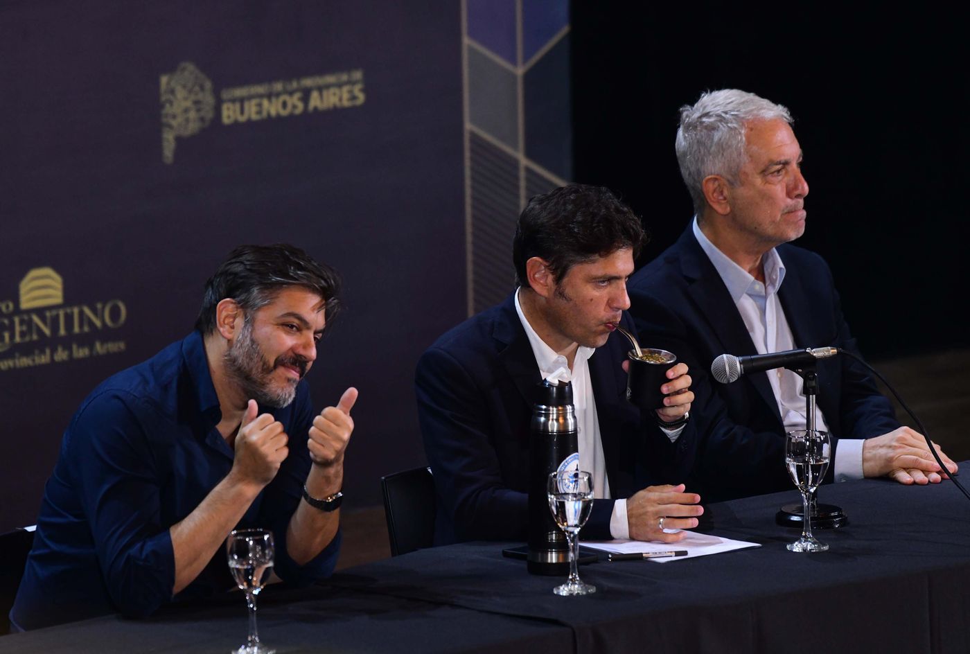 El ministro de Gobierno, Carlos Bianco, junto al gobernador Axel Kicillof y el intendente Julio Alak