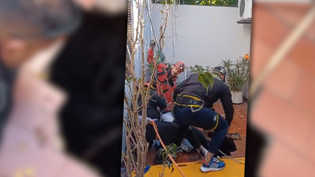 asi rescataron a la jubilada que cayo a un pozo ciego en la plata