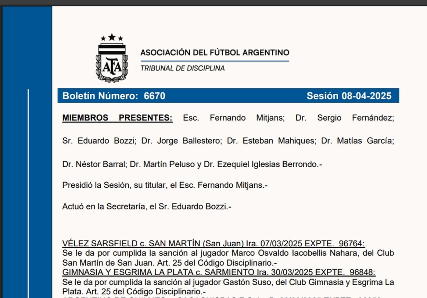 La AFA confirma que Gastón Suso de Gimnasia ya cumplió la sanción