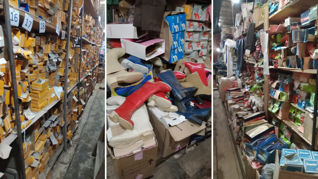 Así es por dentro el viejo depósito de Alpargatas en La Plata que liquida calzado a precios increíbles