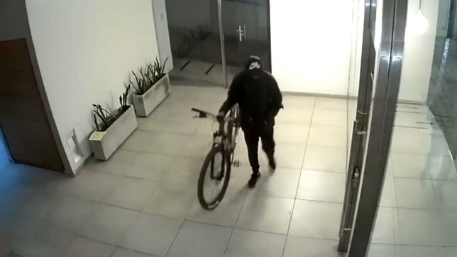 video: el visitante de edificios ataco en el mondongo y escapo con una bicicleta