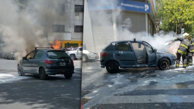 video: tension en pleno centro de la plata por un auto que se prendio fuego