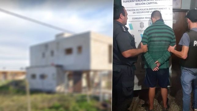 lo sorprendieron llevando una puerta robada de una construccion