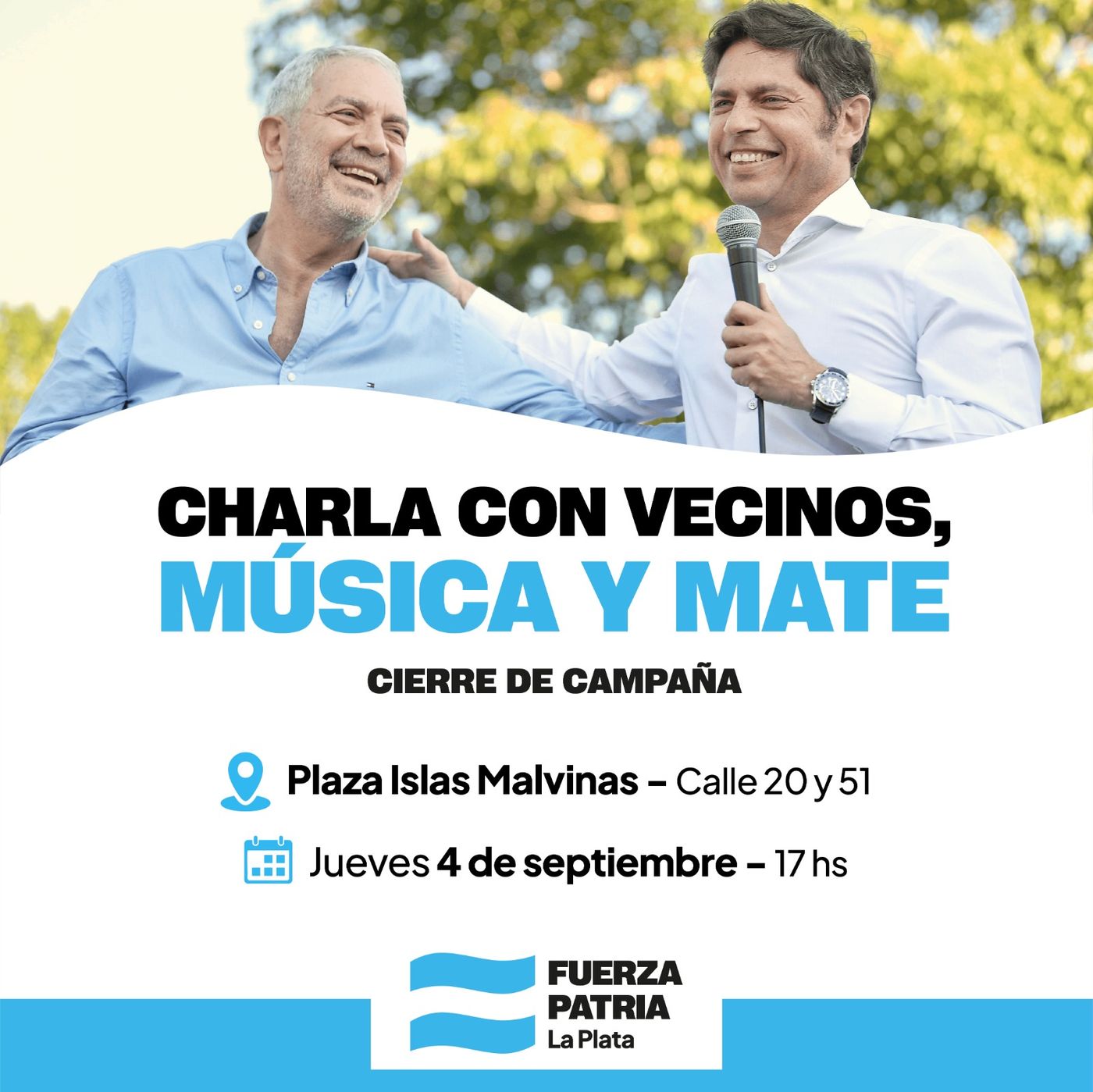 La convocatoria para el cierre de la campaña de Fuerza Patria en la Plaza Islas Malvinas