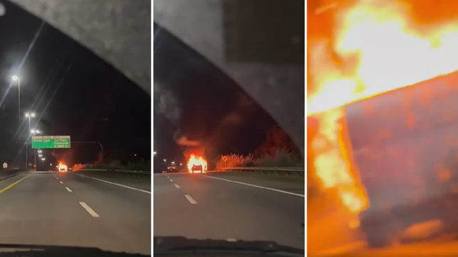 impactante incendio en la autopista la plata-buenos aires