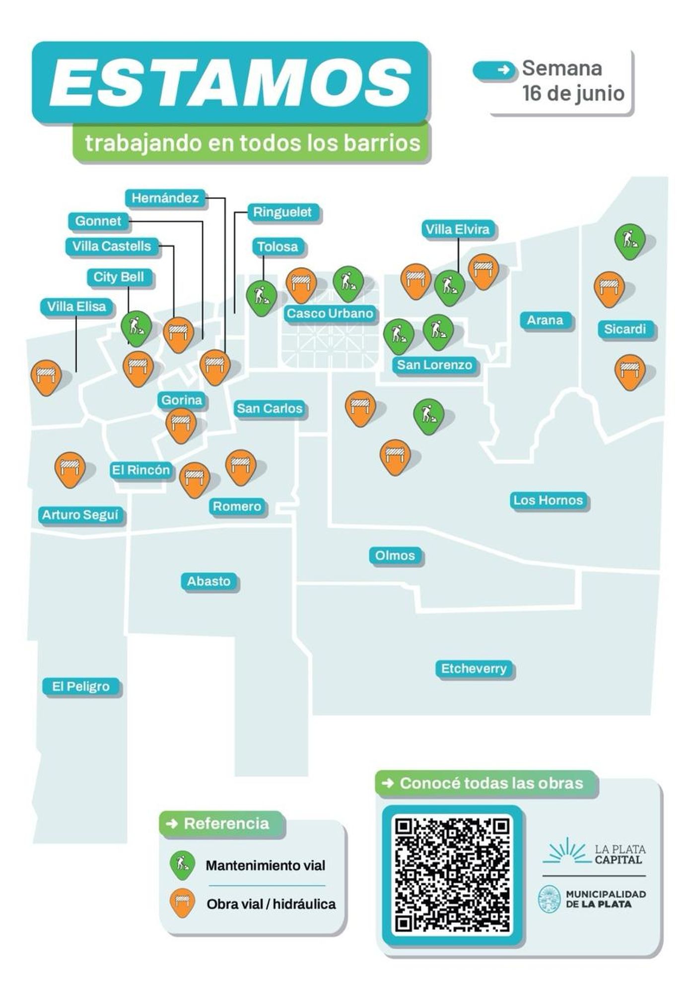 El detalle de los barrios donde estará trabajando la Municipalidad de La Plata esta semana