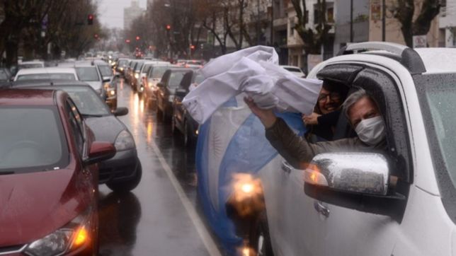 con una caravana de autos, los medicos marcharon contra ioma en la plata