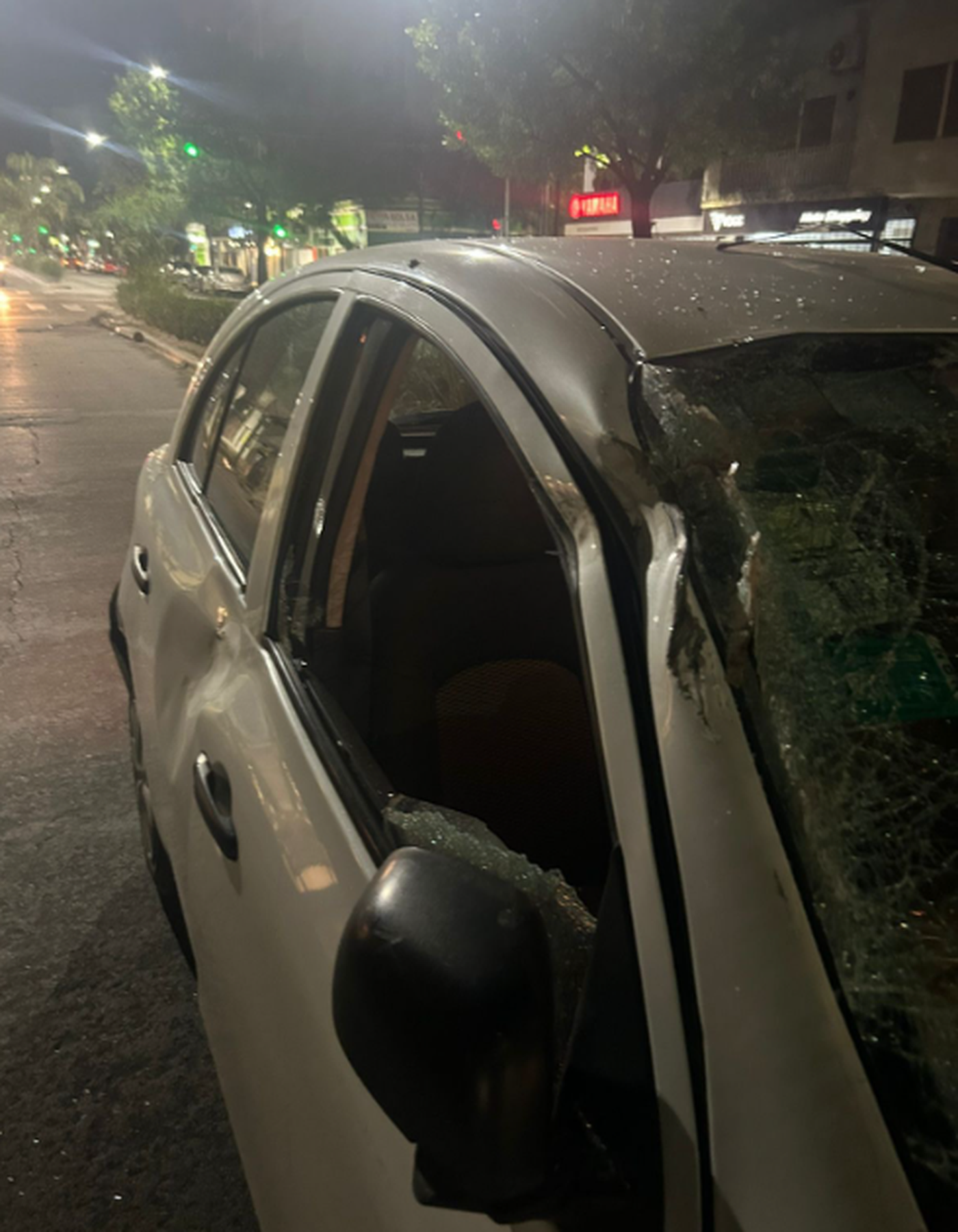As&iacute; qued&oacute; el auto luego de que le cayera un poste encima mientras circulaba por las calles de La Plata