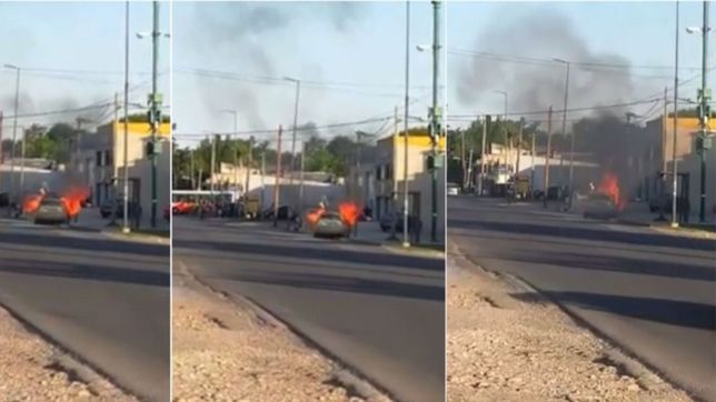 video: se prendio fuego un auto en el corazon de city bell