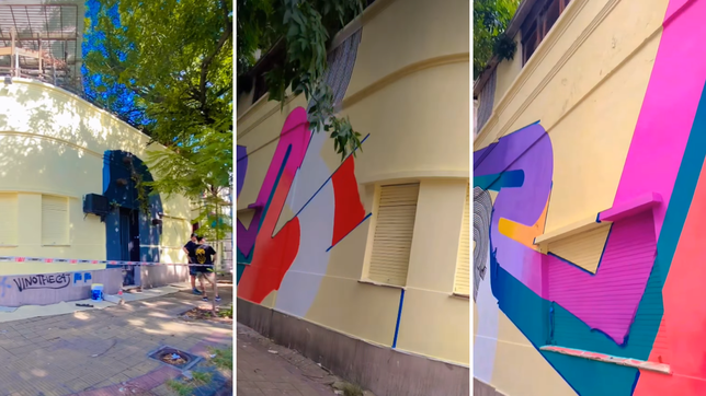 la editorial malisia recupera su fachada luego de que el municipio la pintara de gris por error