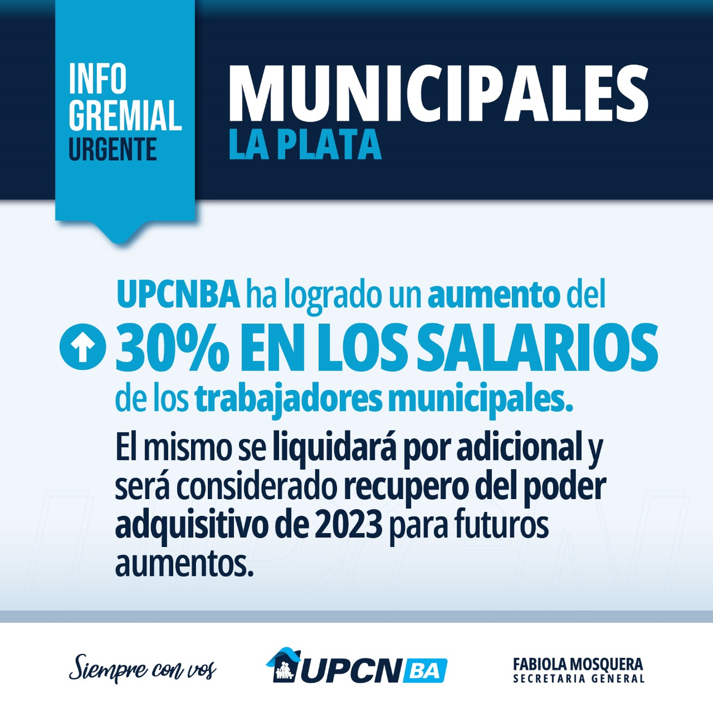 UPCN anunci&oacute; el acuerdo conseguido para los trabajadores municipales de La Plata.