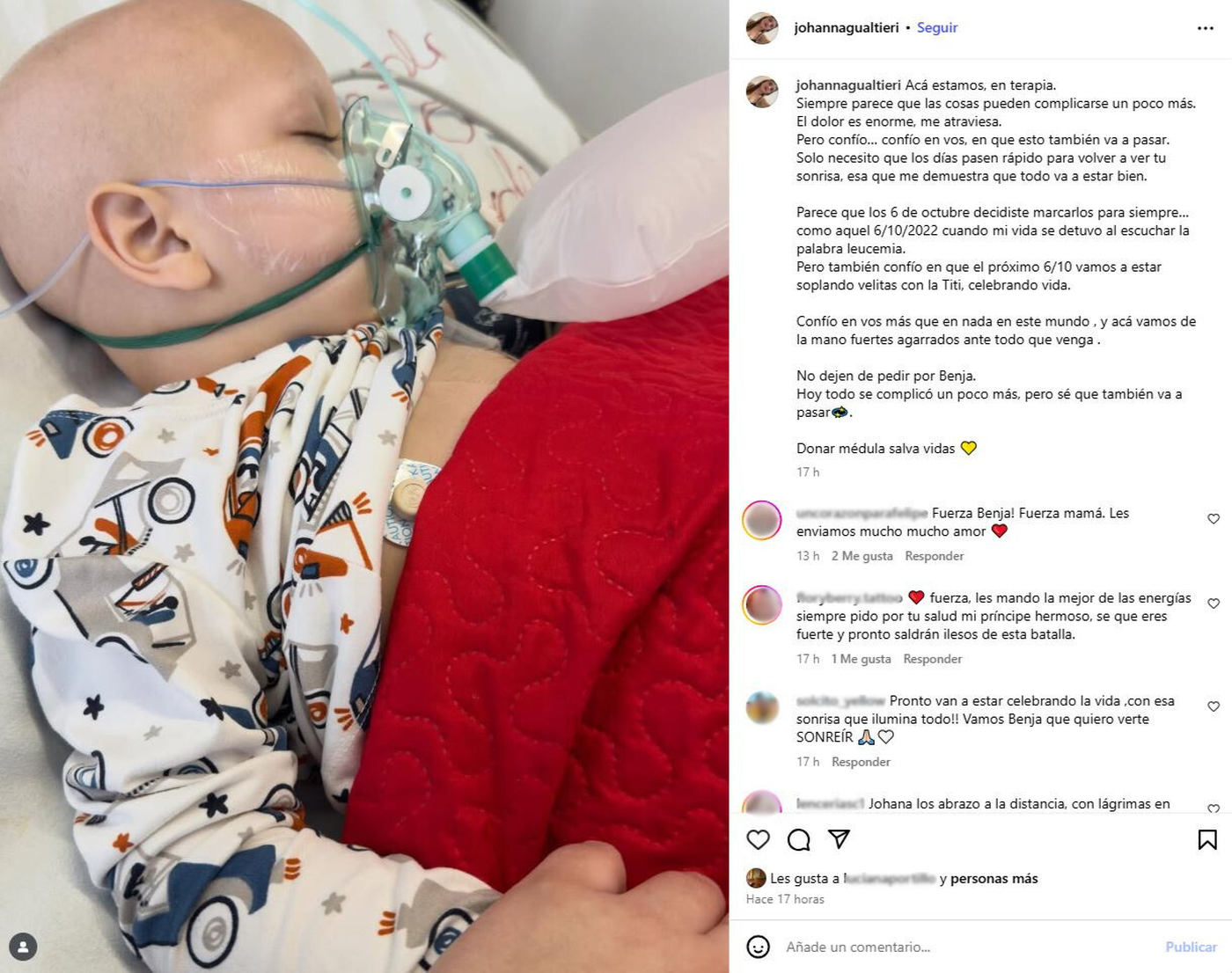 Benja tiene 3 años y lucha en La Plata contra una leucemia
