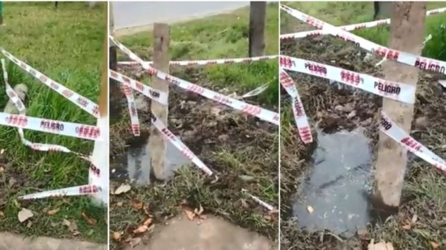 cintas y tres palos, la insolita solucion de absa para un cano roto en san carlos