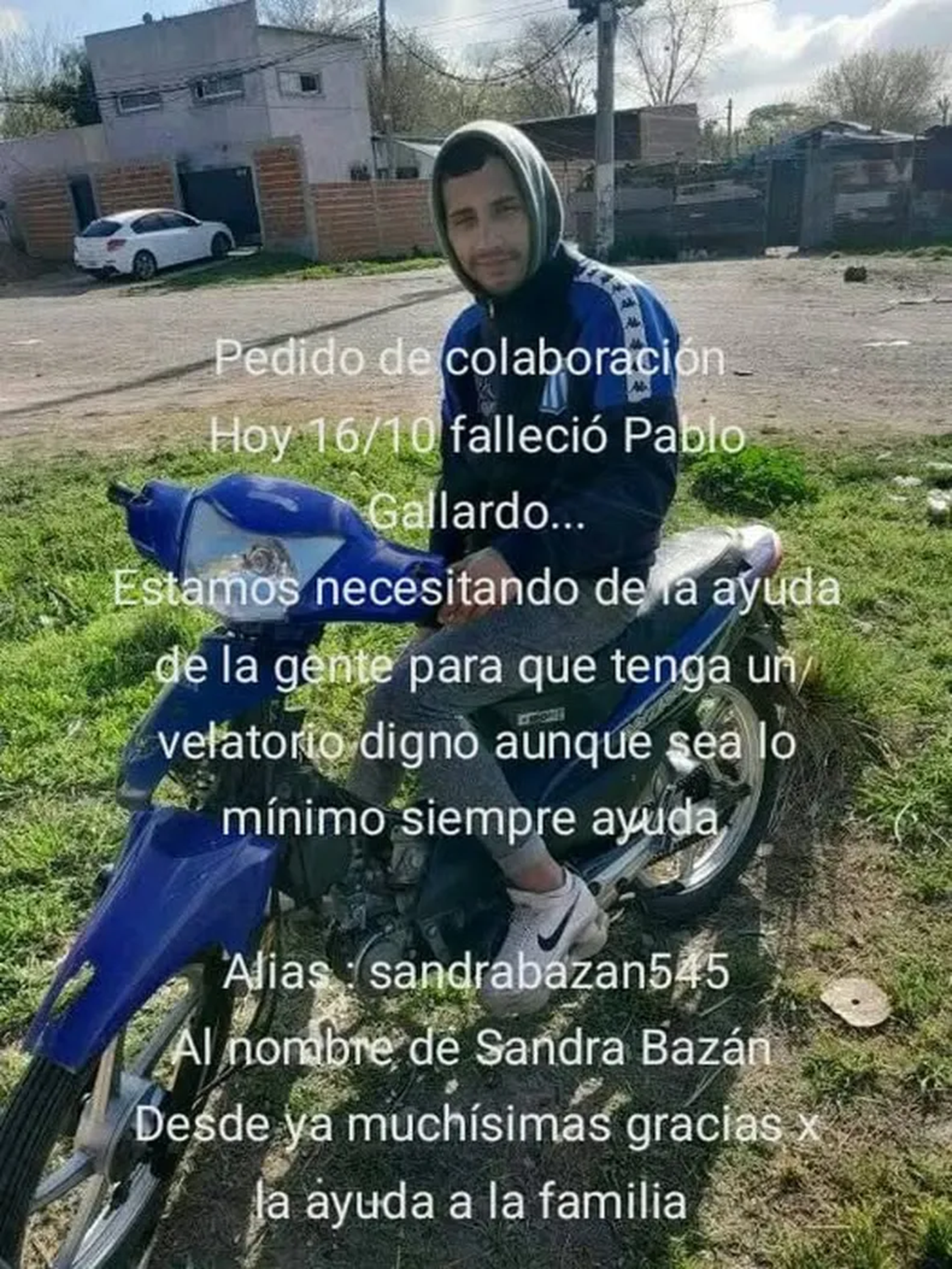 La imagen difundida por la familia del joven fallecido