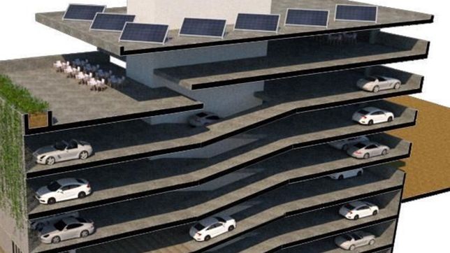 fachadas verdes y energia renovable: asi son las cocheras en altura que impulsa la comuna