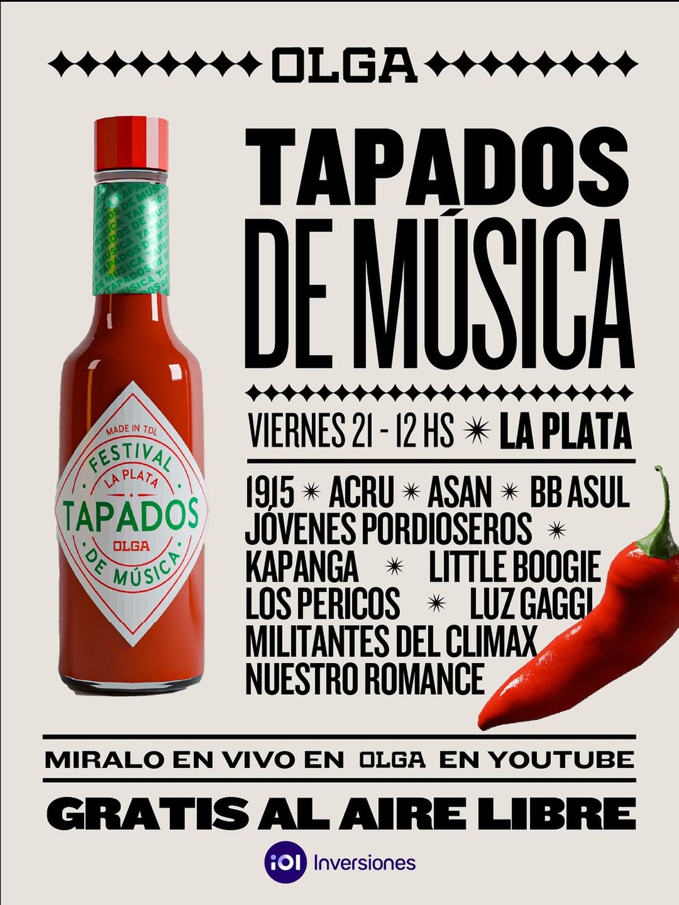 Confirmaron el line up del Festival OLGA por el aniversario de La Plata en Plaza Moreno - Image 1