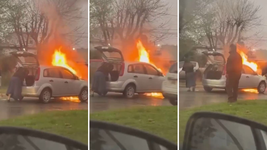 se incendio el auto de una monja mientras manejaba y todo quedo filmado se incendio el auto de una monja mientras manejaba y todo quedo filmado