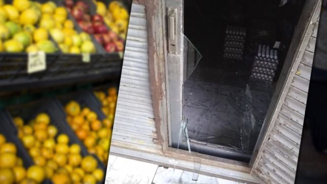 destrozaron la puerta de una verduleria de los hornos y entraron a robar