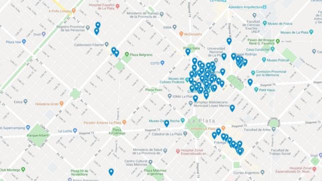 el mapa de los locales de la ciudad que tienen descuento del banco provincia por el dia de la madre