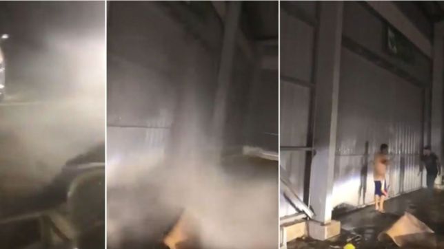 video: al filo de la tragedia, el temporal destruyo un galpon donde se hace el bon odori