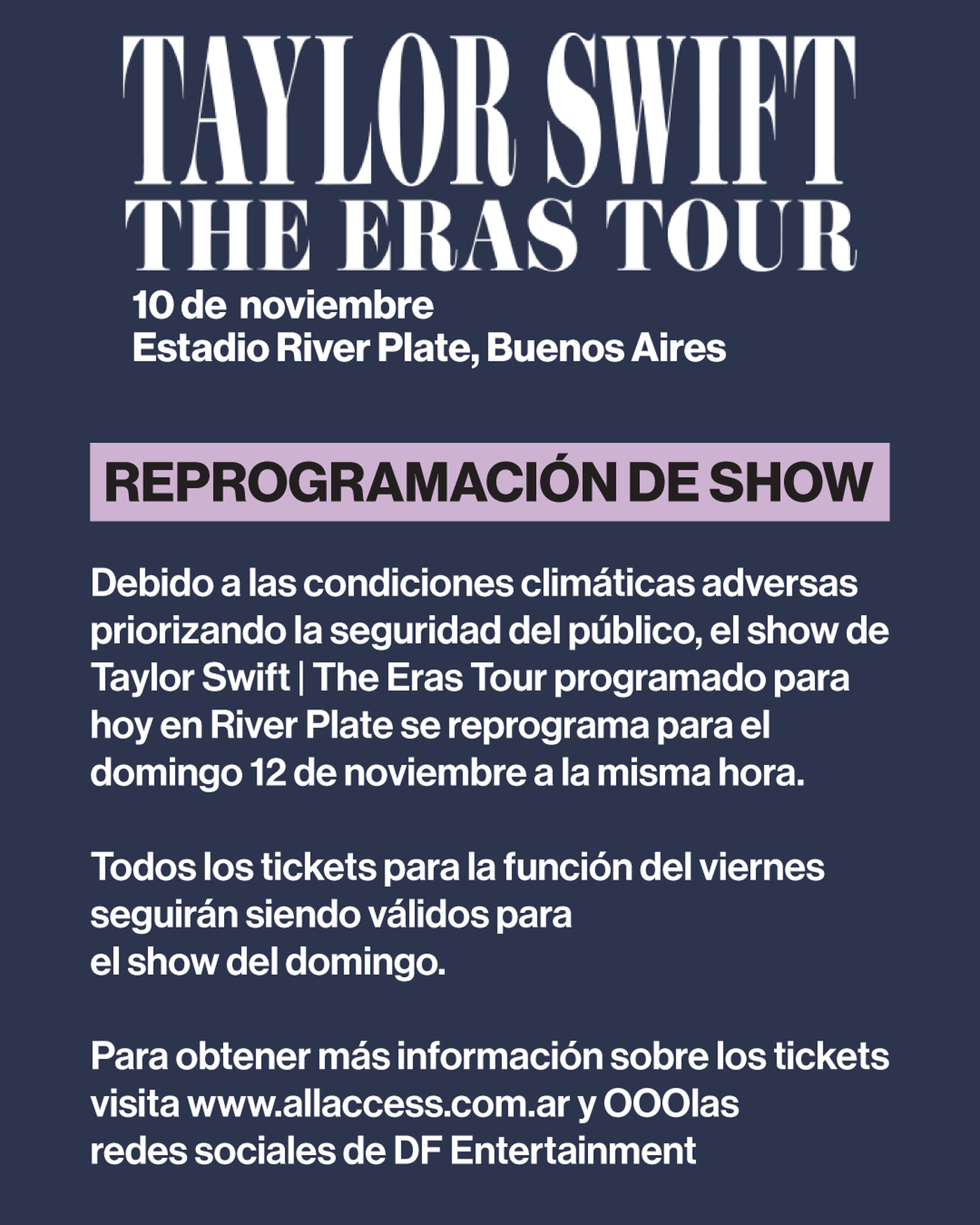 El anuncio de la suspensión del show de Taylor Swift