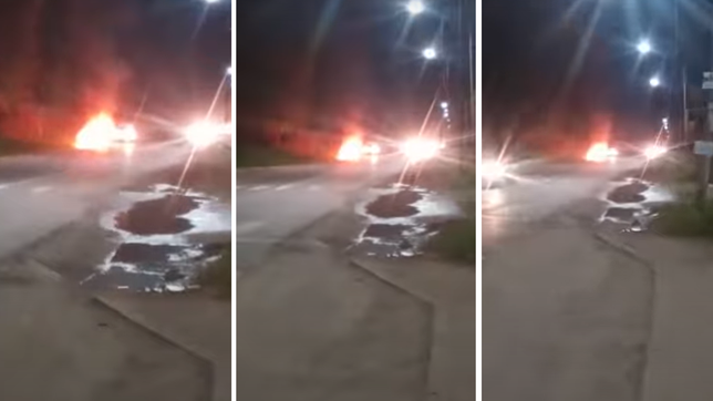 un uber se prendio fuego en plena avenida 7 y de milagro no hubo que lamentar heridos