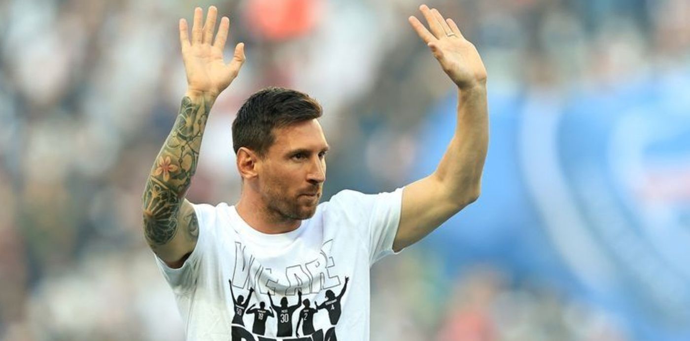 Lionel Messi en la presentación en el PSG