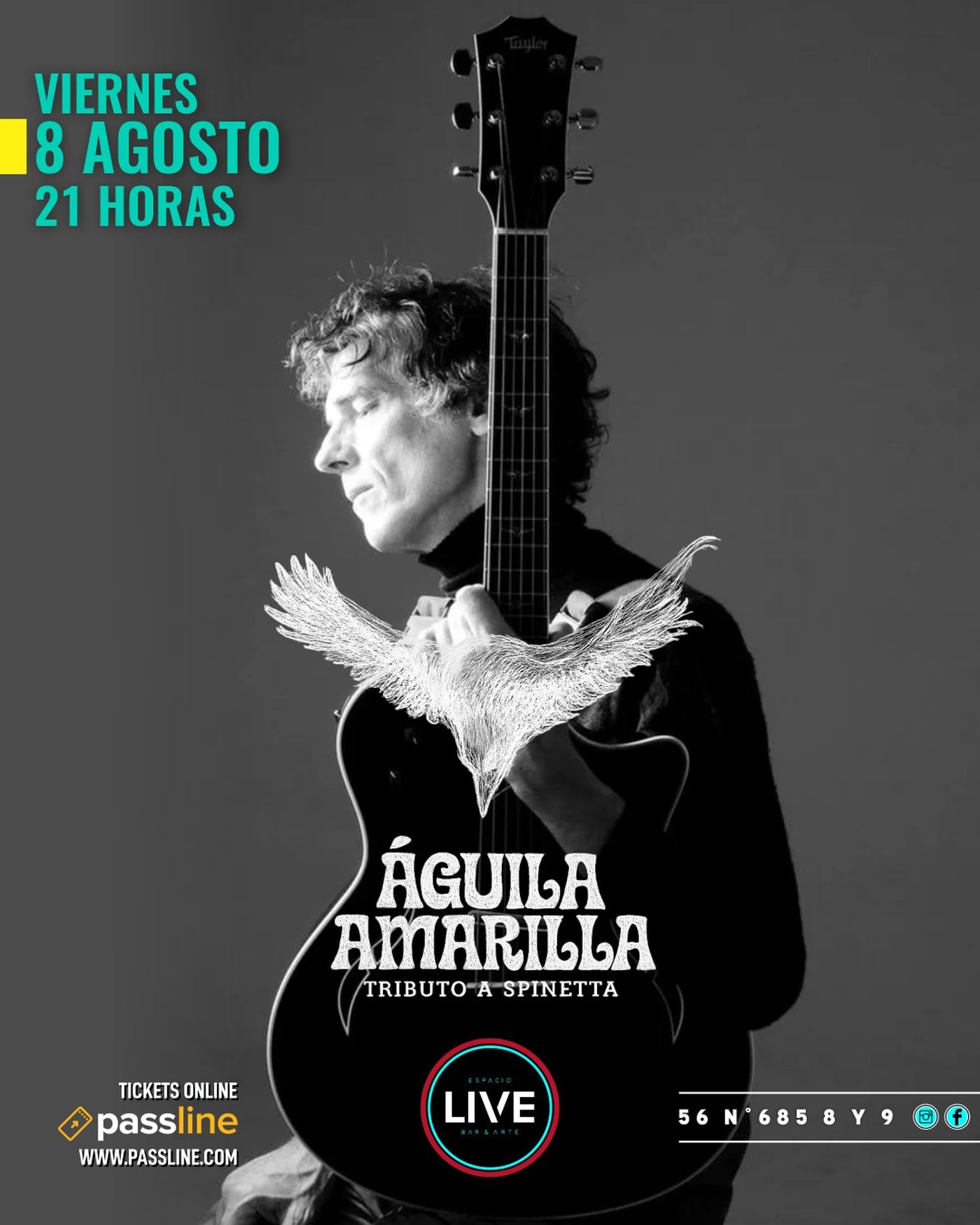 &Aacute;guila Amarilla har&aacute; su show homenaje a Luis Alberto Spinetta en Espacio Live La Plata