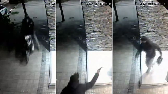 dos motochorros dieron un fugaz golpe en la puerta de un edificio de la plata