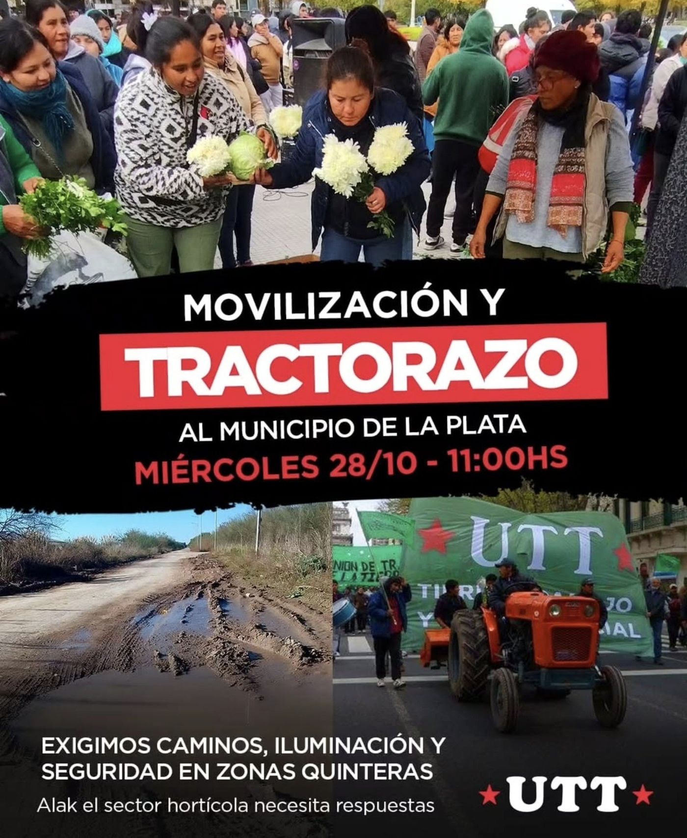 Productores de la UTT marcharán a la Municipalidad para exigir por mejora en los caminos rurales y en los servicios de las quintas