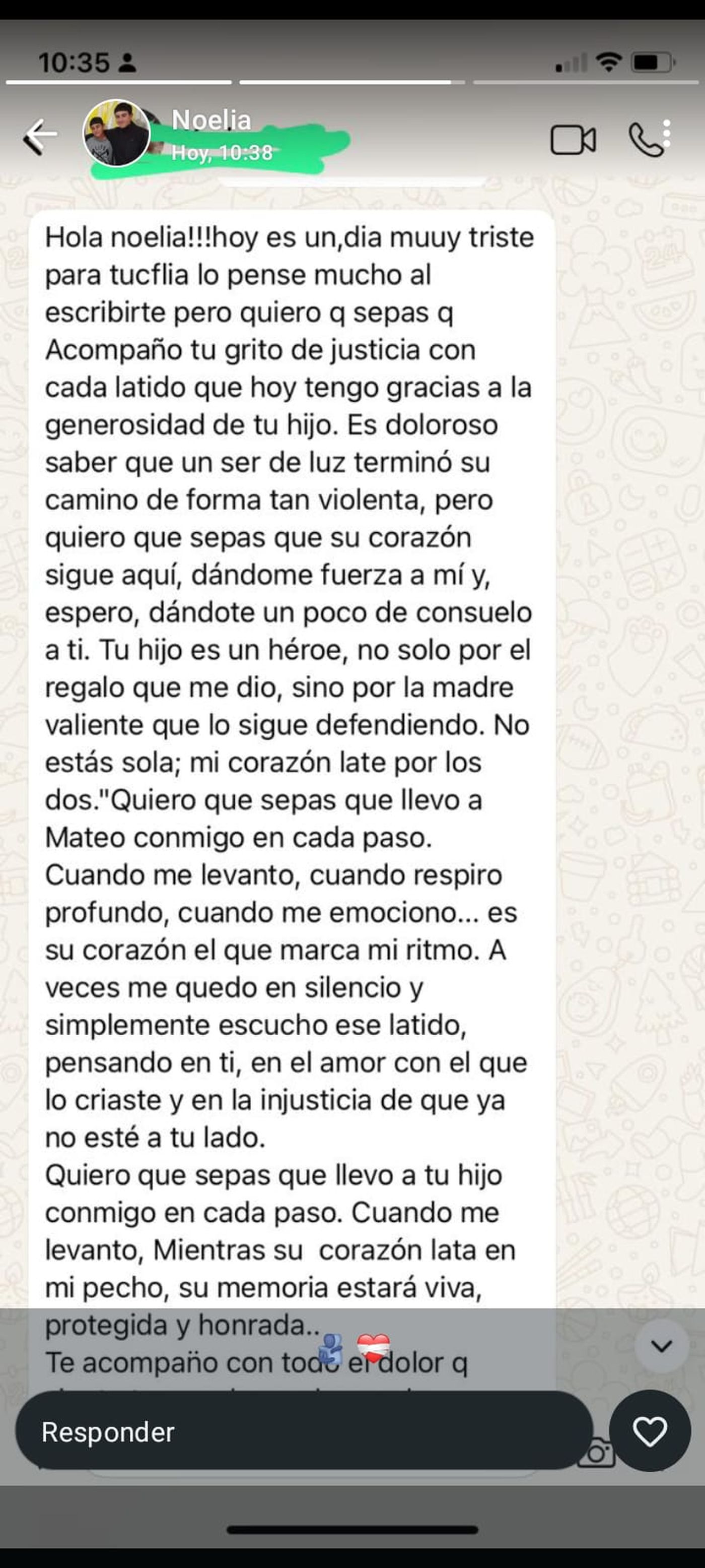 A un año del crimen de Mateo en La Plata, el mensaje de la mujer que recibió el corazón