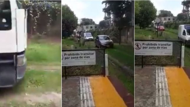 video: por esquivar un corte, las vias del tren universitario se volvieron una autopista