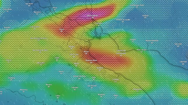 la impactante imagen de radar que muestra la llegada de la tormenta a la plata
