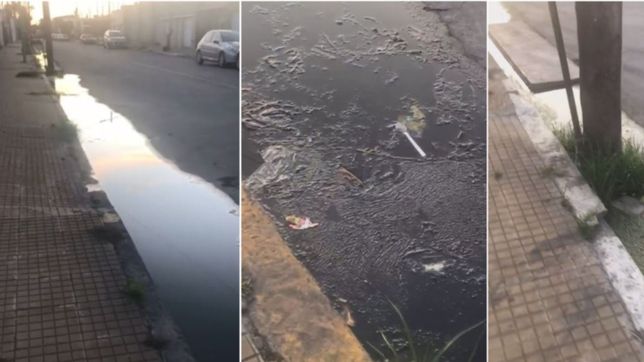 una vecina apunto a absa y edelap por el agua que se acumula en la puerta del hospital cestino de ensenada