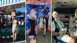 el insolito festejo de un maratonista de la plata que cabeceo un cencerro en la linea de llegada y termino herido el insolito festejo de un maratonista de la plata que cabeceo un cencerro en la linea de llegada y termino herido