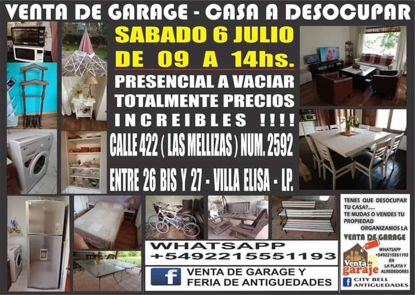 El flyer difundido por los organizadores de la venta de garaje del próximo sábado en La Plata