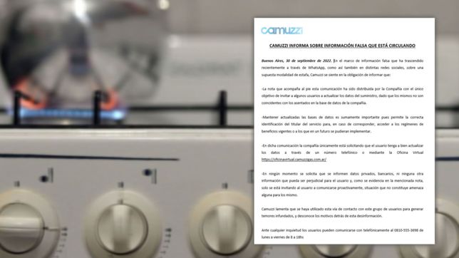 acusaban a camuzzi de estafa y la empresa tuvo que salir a desmentirlo