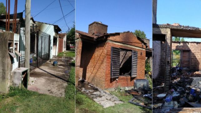 un terrible incendio arraso con dos casas y dejo a las familias en la calle