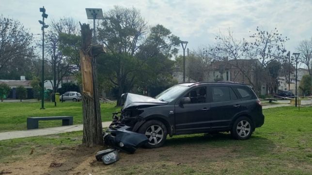 video: se desmayo manejando, subio a una plaza, choco y de milagro no fue una tragedia