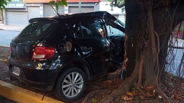 impactante accidente en la plata: perdio el control del auto y se incrusto contra un arbol