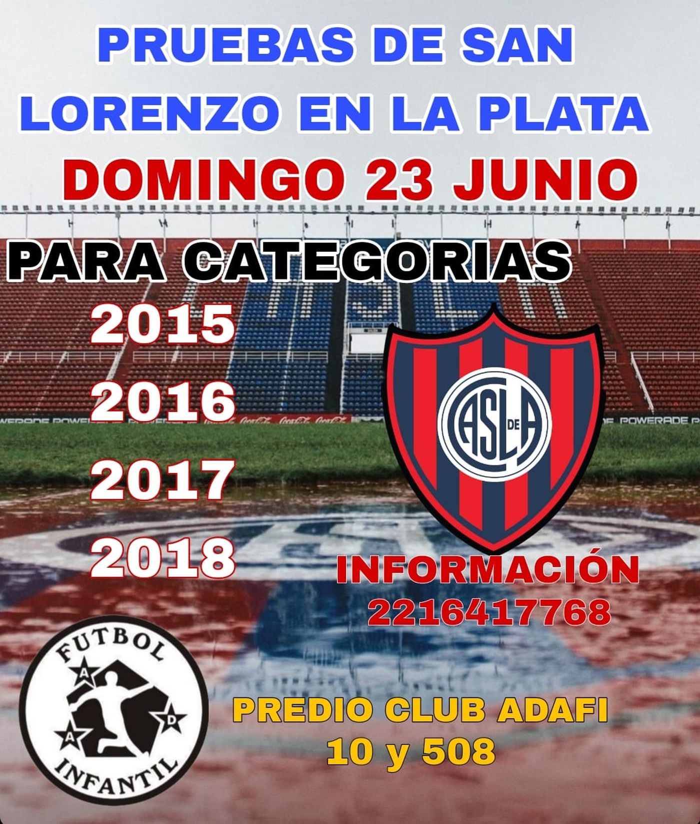 La convocatoria de San Lorenzo en club ADAFI. La convocatoria de San Lorenzo en club ADAFI.