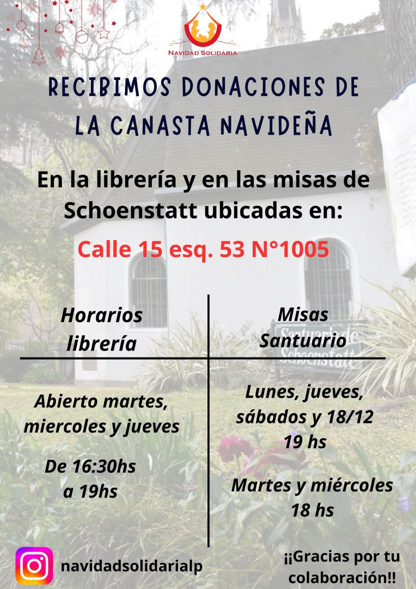 Los días y horarios en que se pueden realizar donaciones para la Nochebuena en La Plata