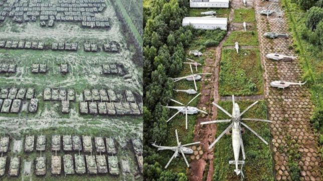 las impactantes imagenes de una base sovietica con miles de tanques y aviones abandonados