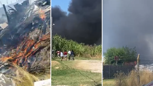 otro impactante incendio en una cantera puso en alerta a vecinos de todo un barrio
