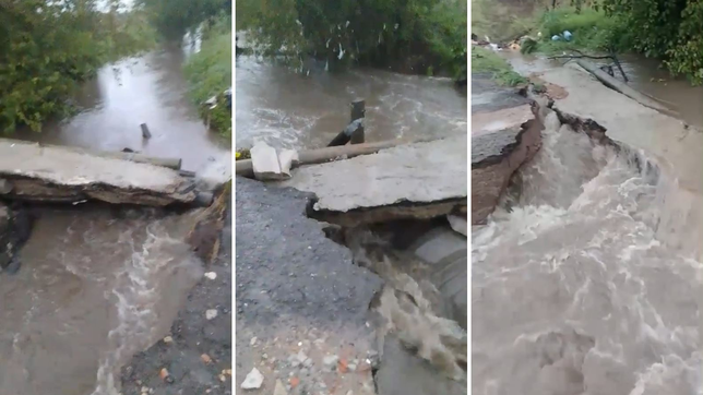 el agua tiro un puente y un barrio de la plata quedo aislado
